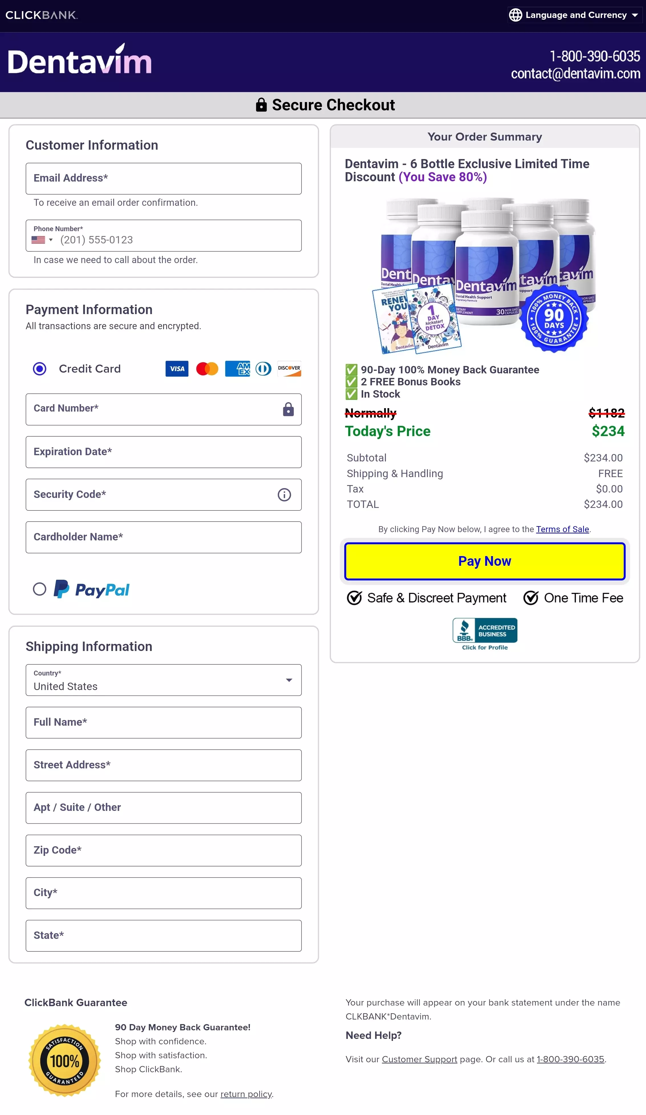 Dentavim order form